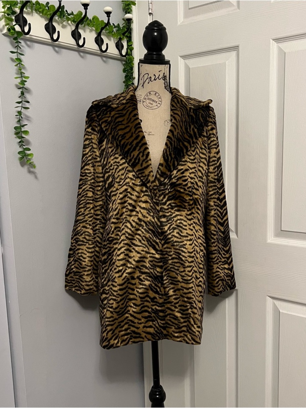 Show Me Your MuMu Tiger-Print Teddy Jacket in Brown and Black